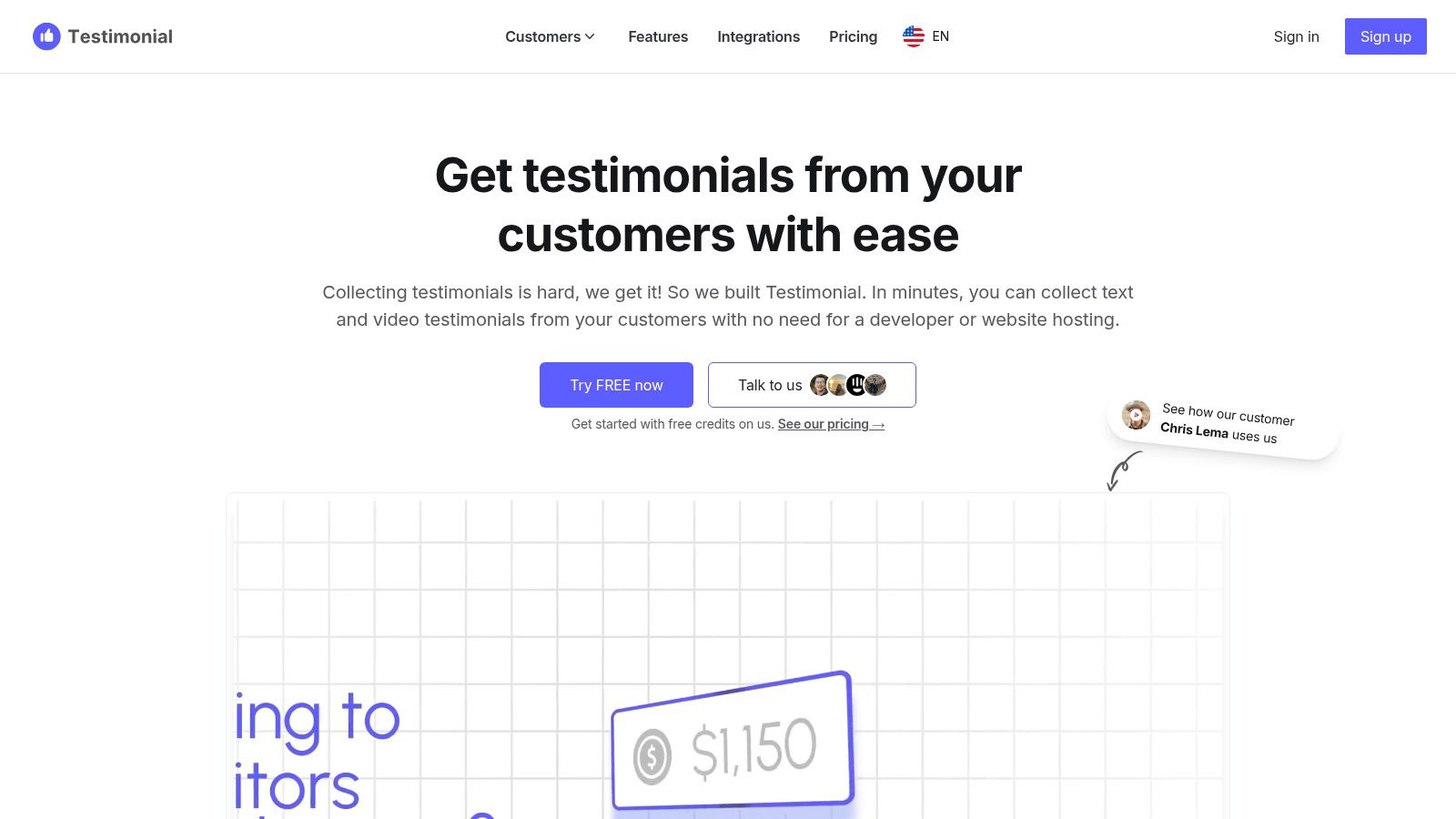 Testimonial.to's Wall of Love for their own website, a prime website testimonial page example