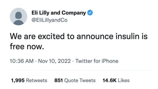 The Tweet that lost Eli Lilly and Company Billions in market cap