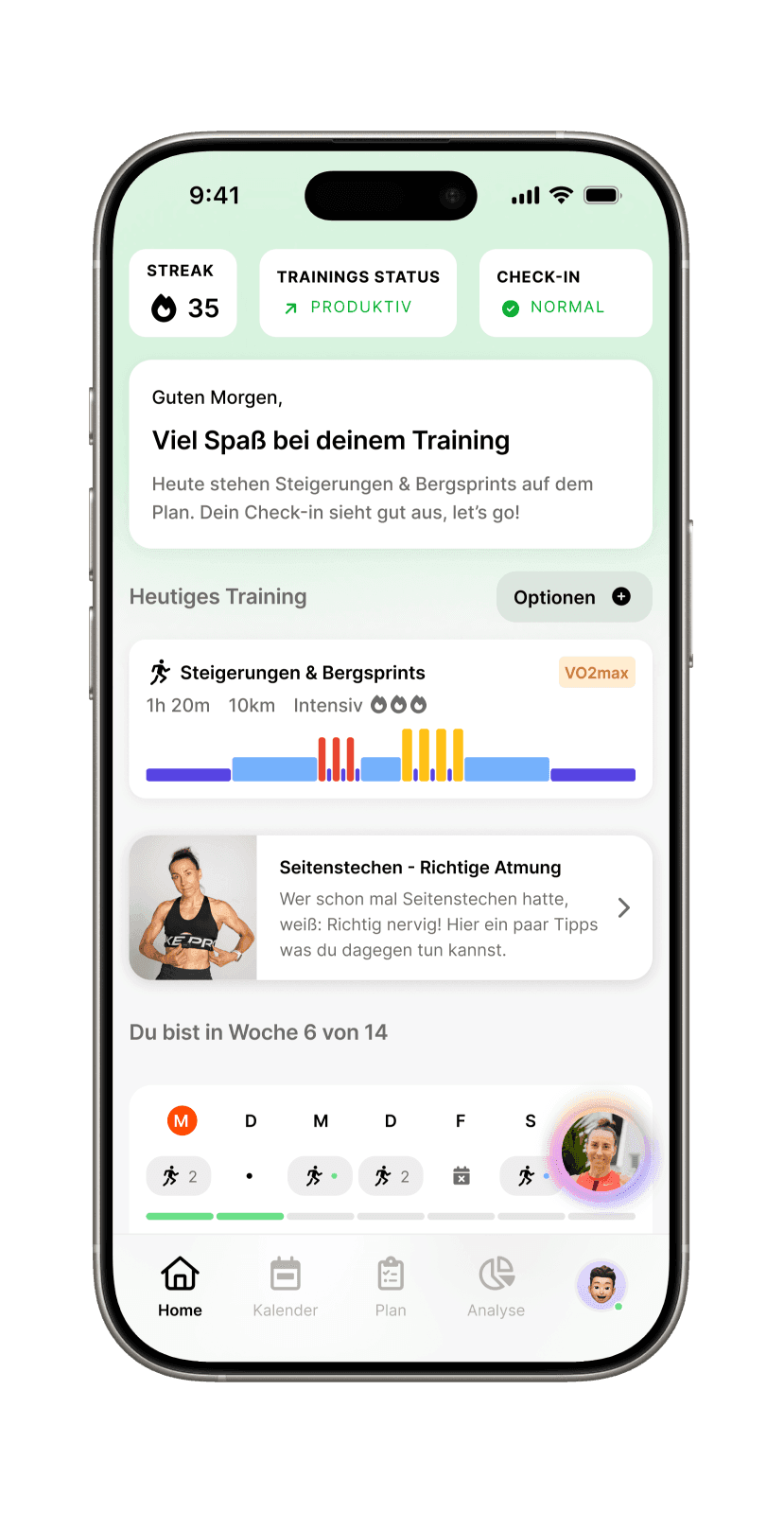 Enduco screenshot von heutigem Training