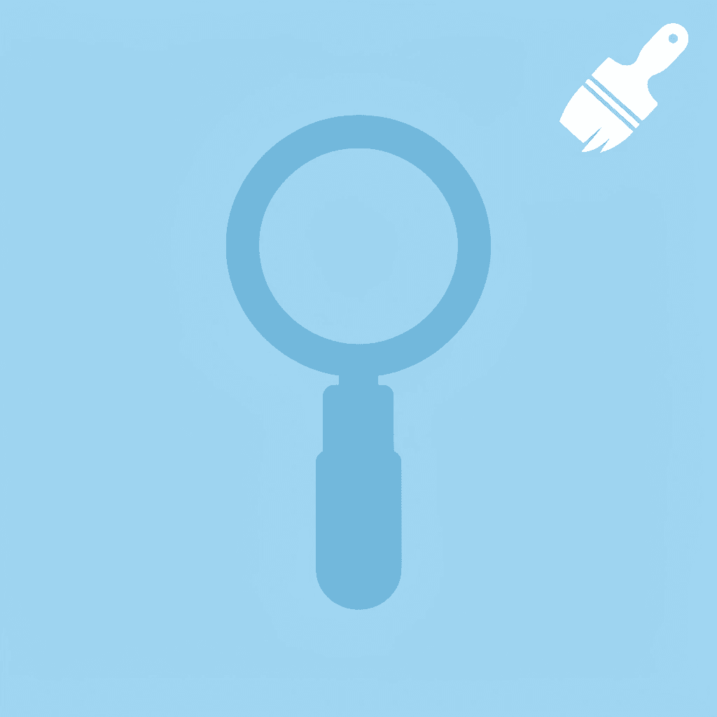 Magnifying glass icon representing deep dive analysis of coloring activities beyond surface-level art - Fall Coloring Pages, Preschool