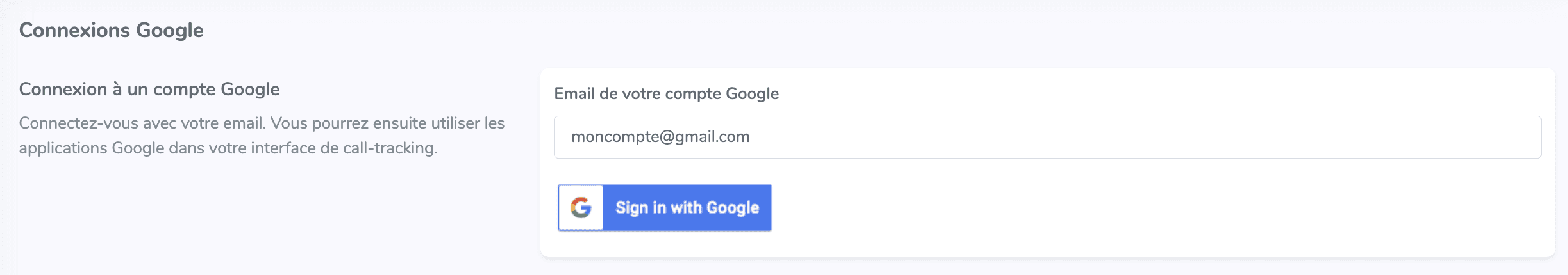 Saisie de l'email compte Google
