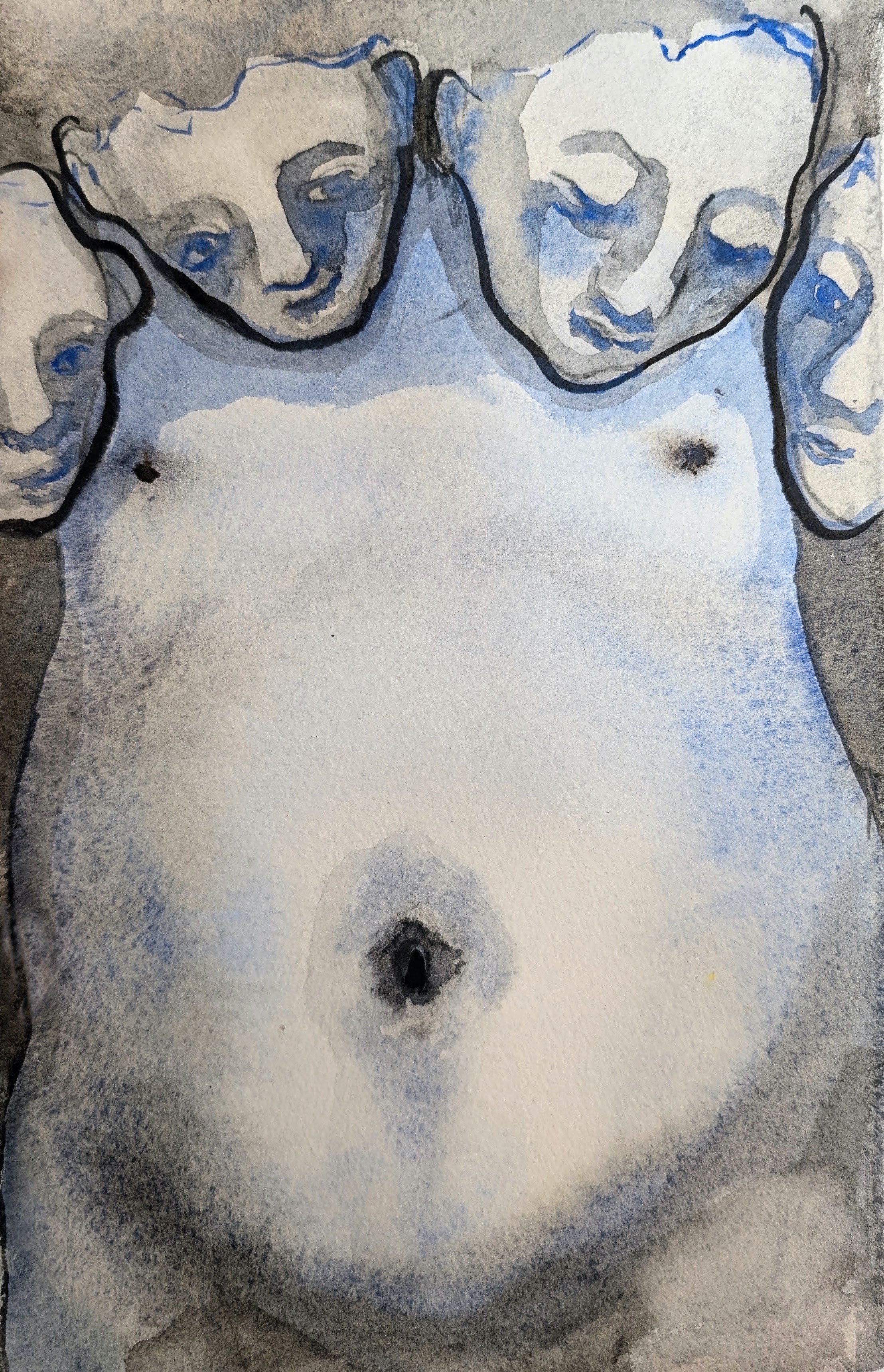 Bellyache III | aquarel op papier | 11cm x 17 cm