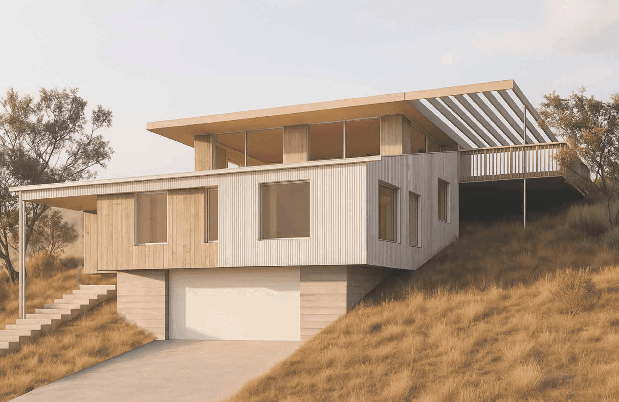 Modern residential building exterior in the afternoon for architectural project cost planning in NZ