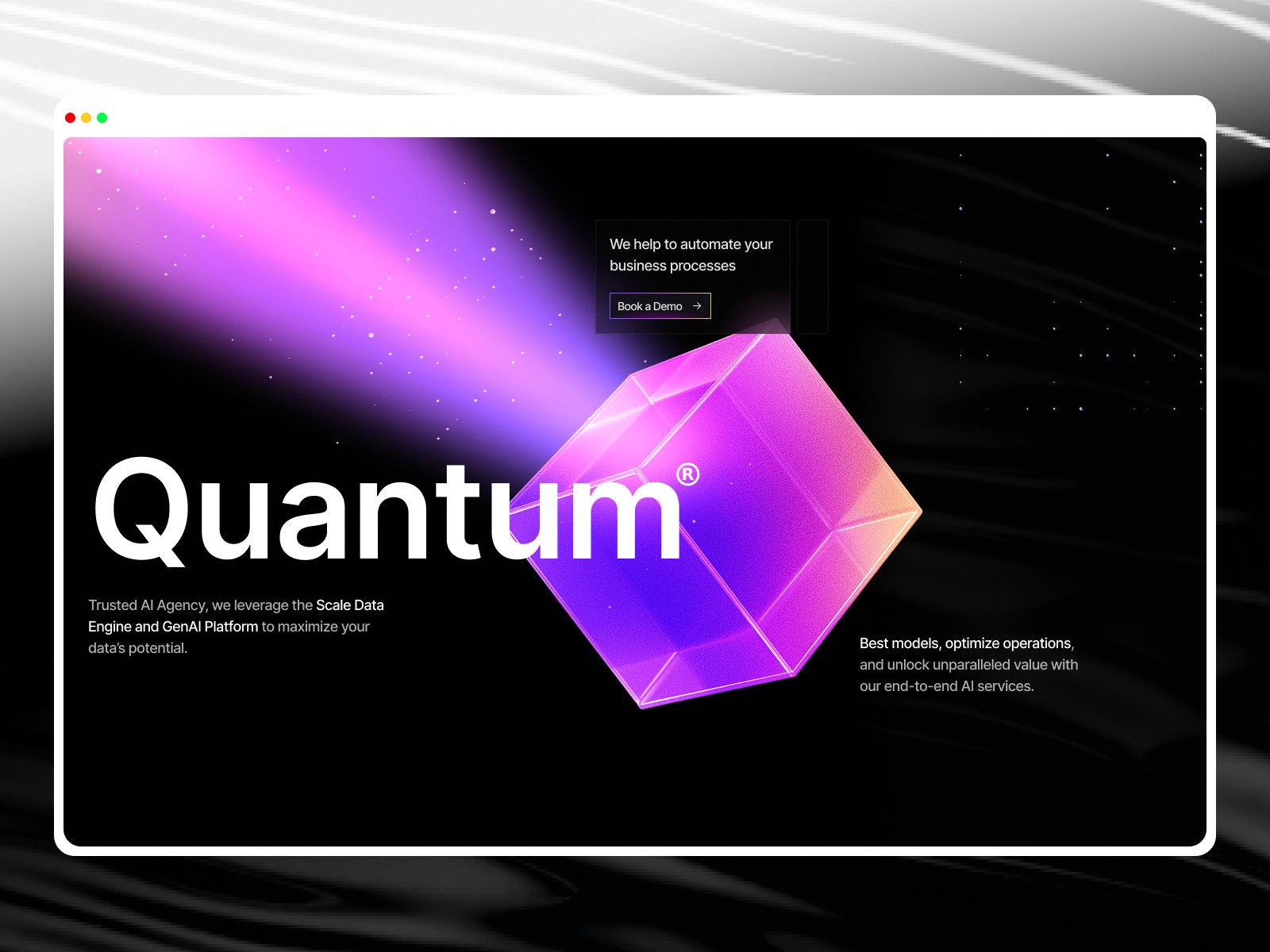 Quantumm — 高级暗黑动效 AI 机构落地页设计灵感