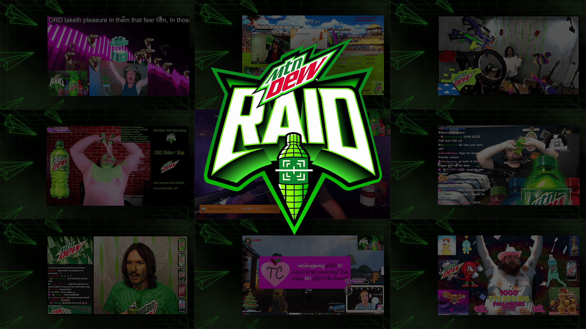 Mountain Dew Raid Collage with logo overlaid