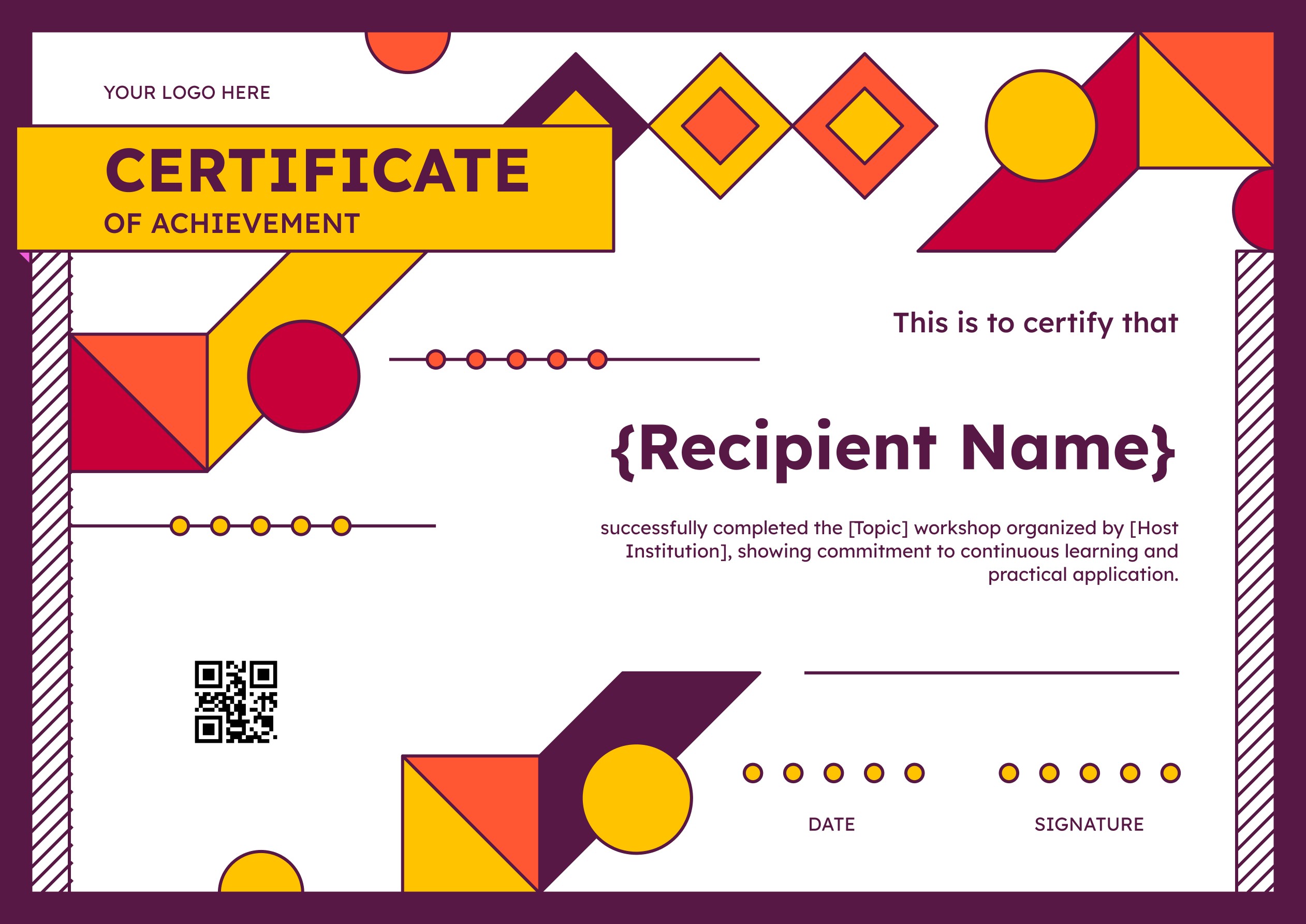 Wauld - Organized and professional workshop certificate template