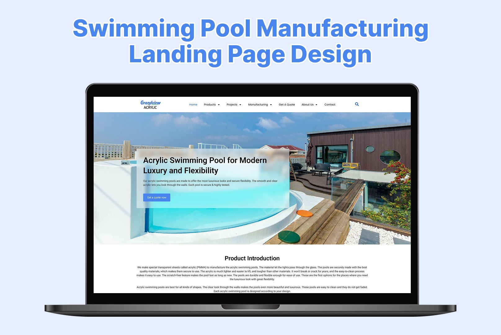 Swimming pool manufacturing landing page design