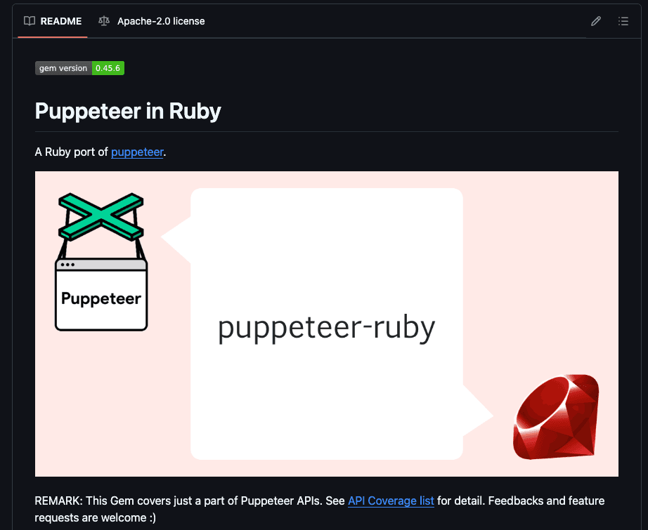 homepage for puppeter-ruby