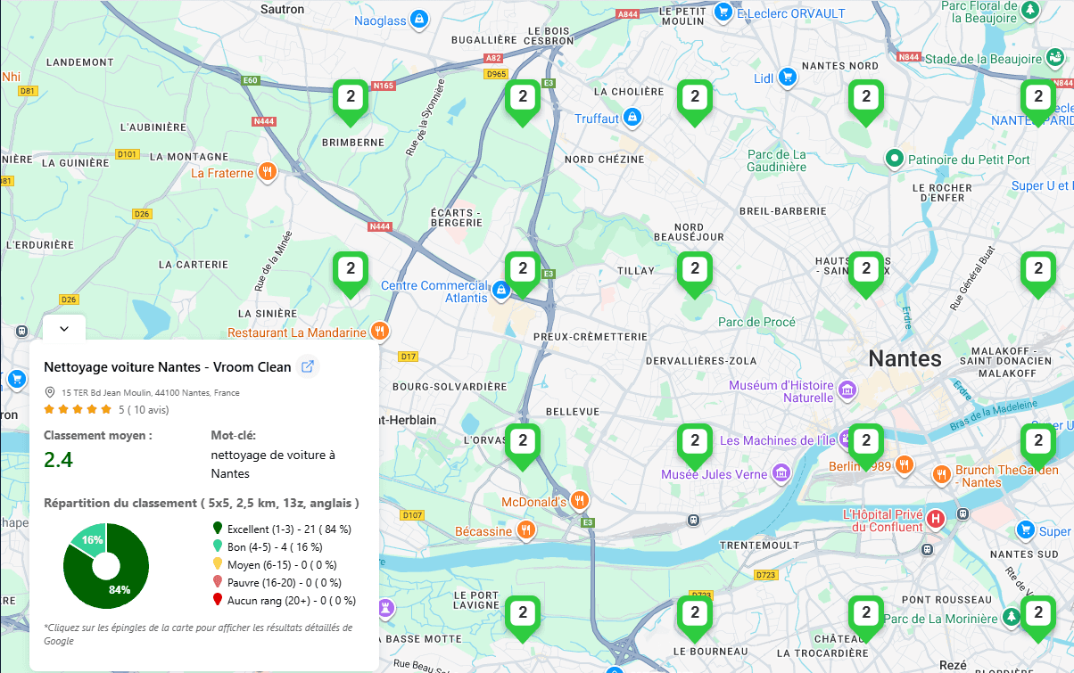 Fiche google optimisé et positionnée en première postion sur son motèclés principal, service de référencement SEO Local par Tamaflow.