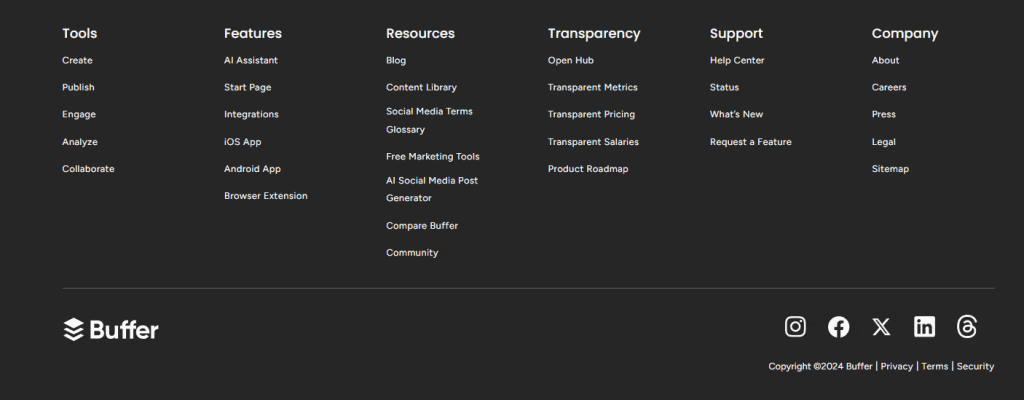 buffer website footer