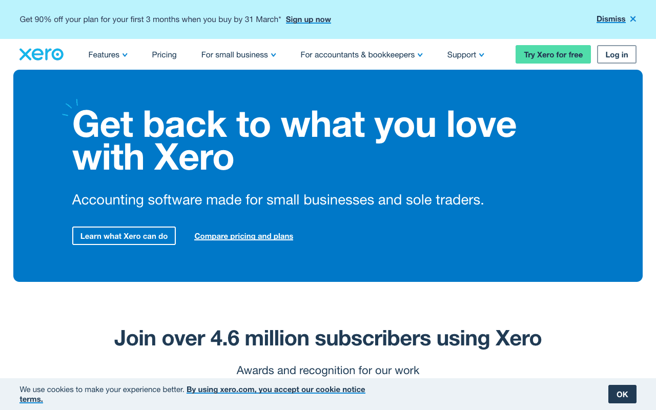 Xero екранна снимка
