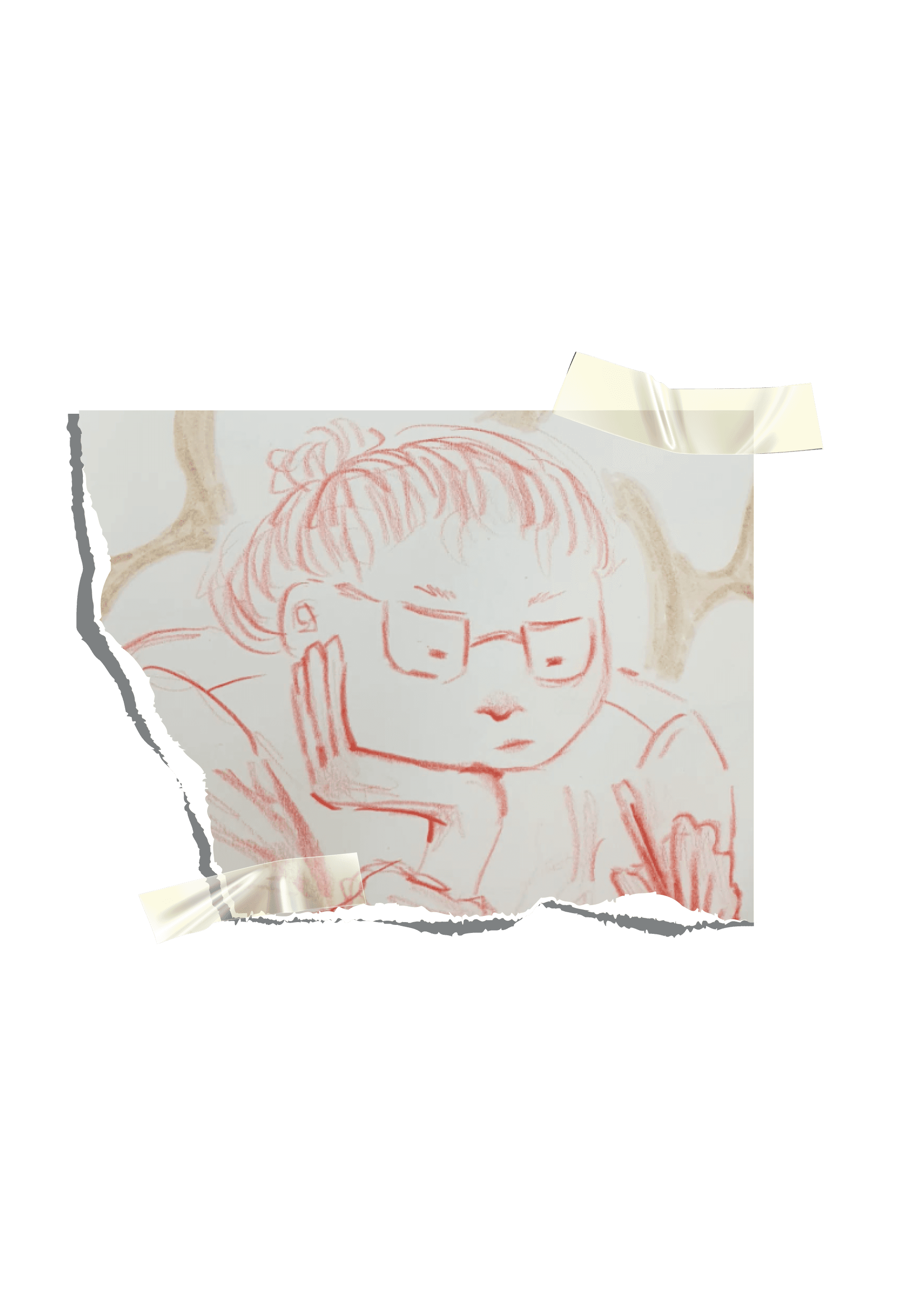 skisse av meg (Paula) på papir