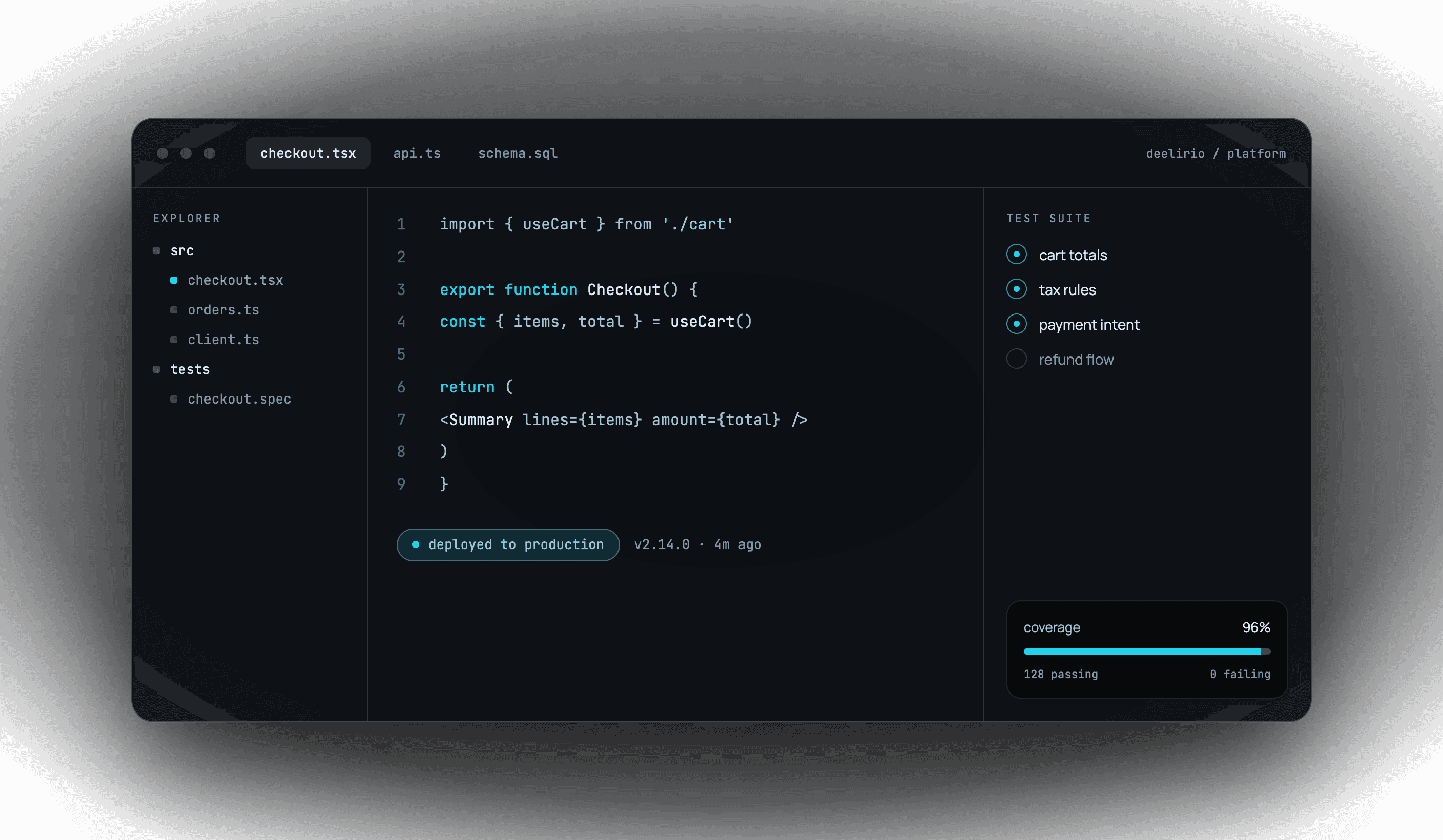 Monitoring screen displaying live software metrics.
