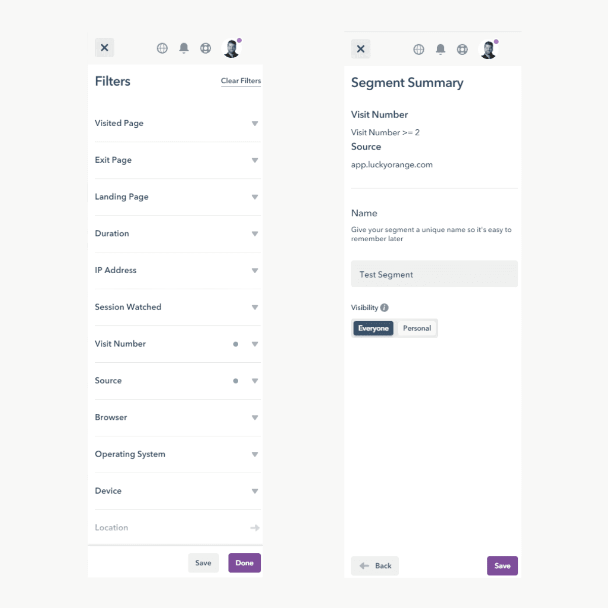 Lucky Orange Filter List And Save Segment