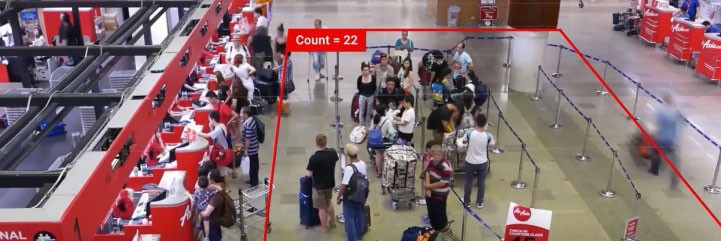 Airport terminal using Inkryptis AI for efficient passenger flow and security management.