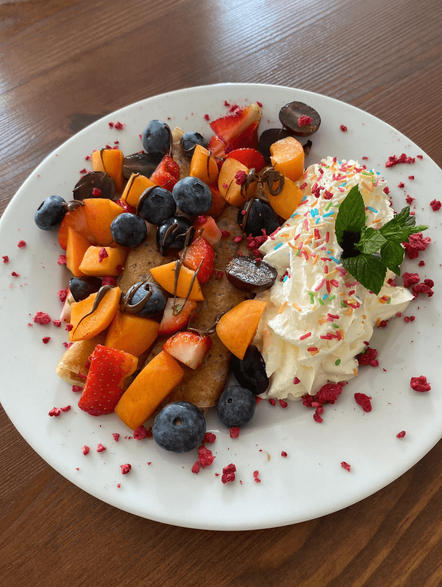 Avocado Toast with Blueberrie served in a large plate
