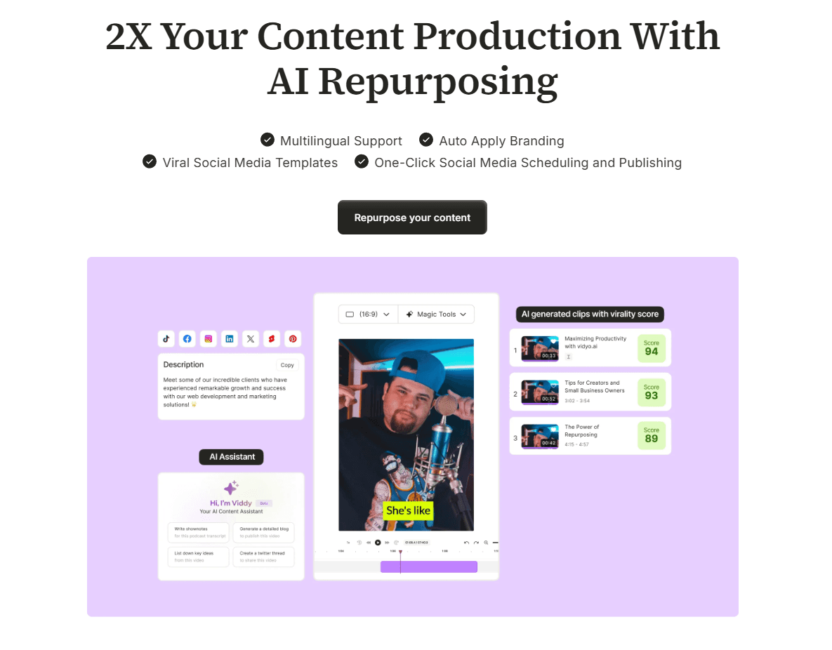vidyo AI content repurposing