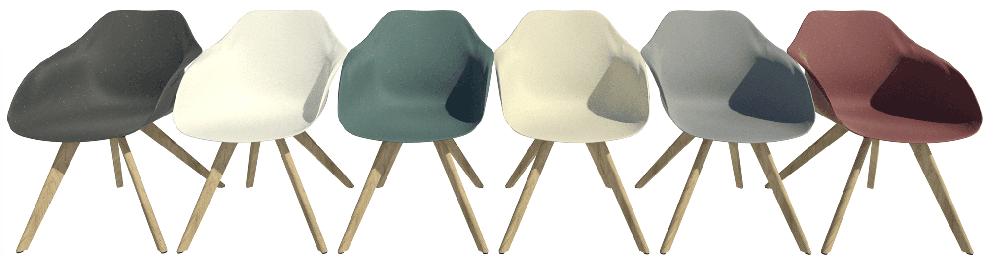 Yonda chair with various composite seat materials.