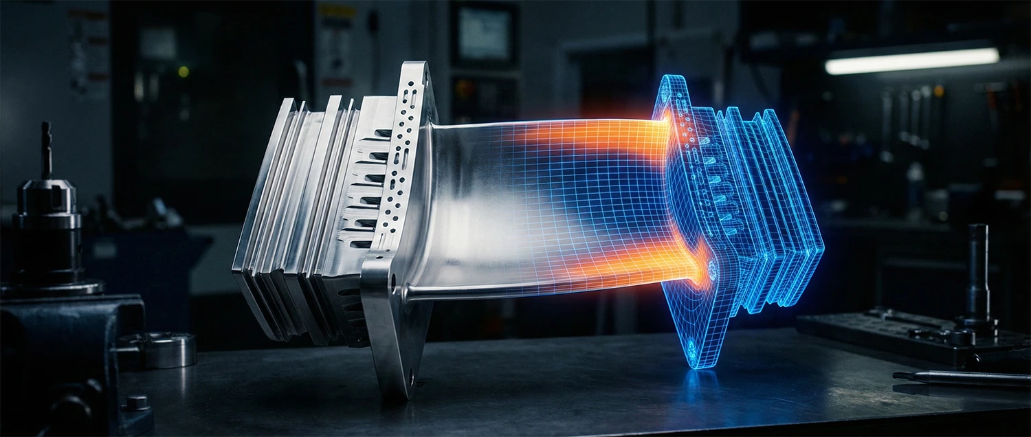 3D technical animation and digital twin visualization of aerospace engine components for industrial engineering firms in Colorado.