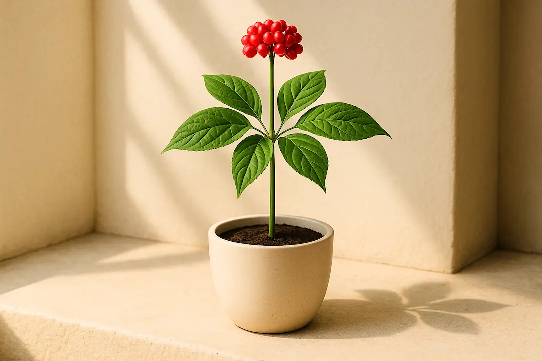 Roter Ginseng Pflanze im Topf