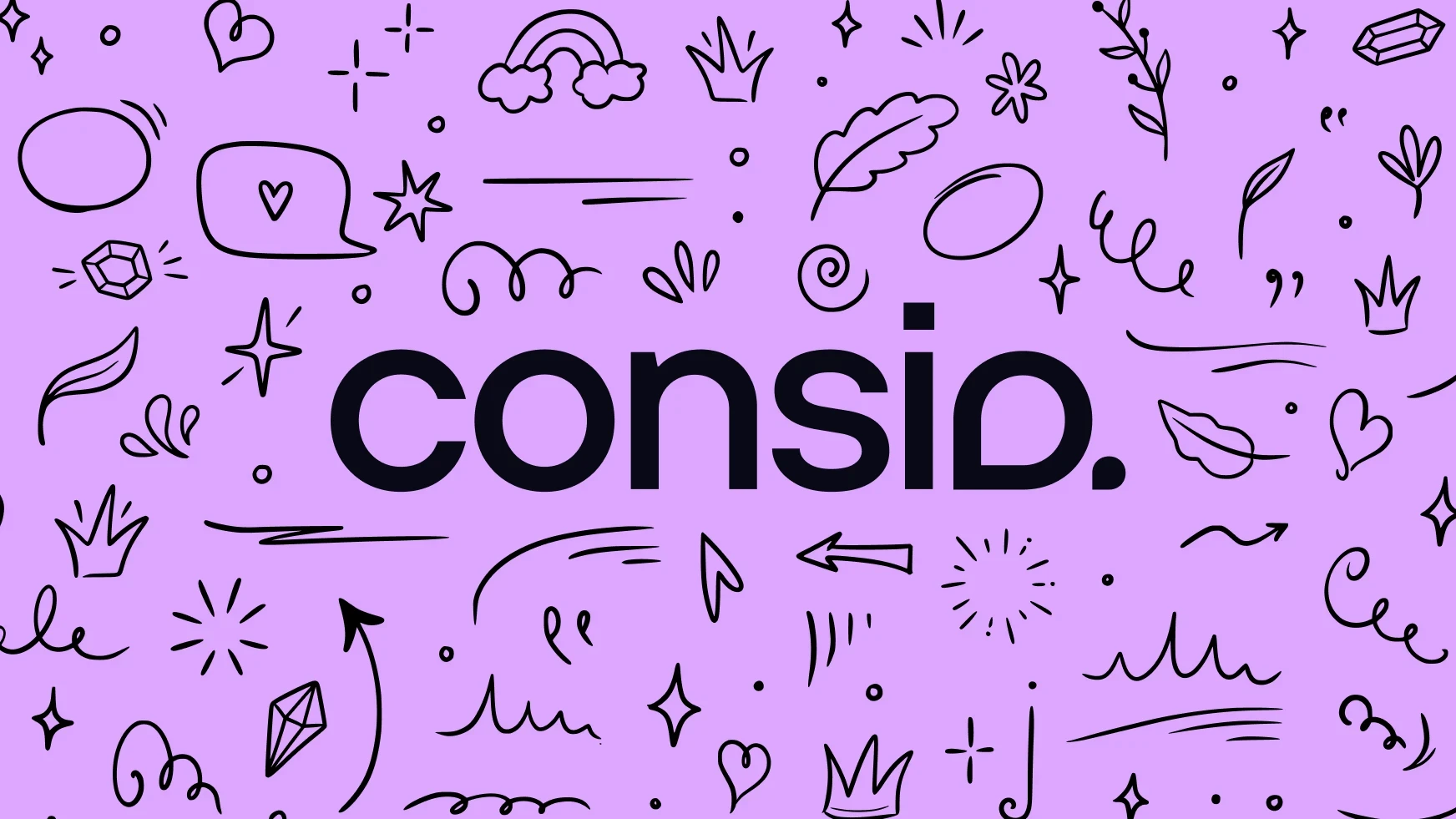 consio logo with a bunch of abstract doodles around