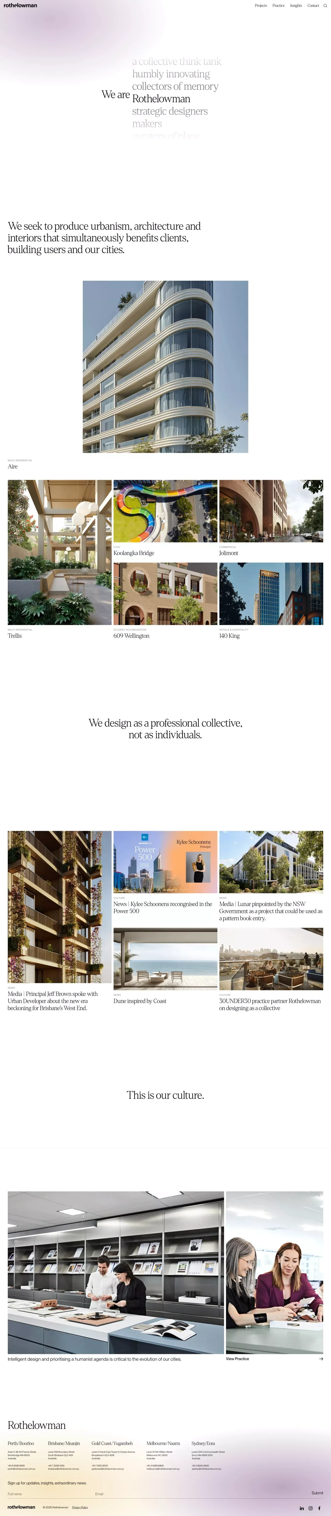 Rothelowman portfolio page screenshot showcasing Architecture and Design design