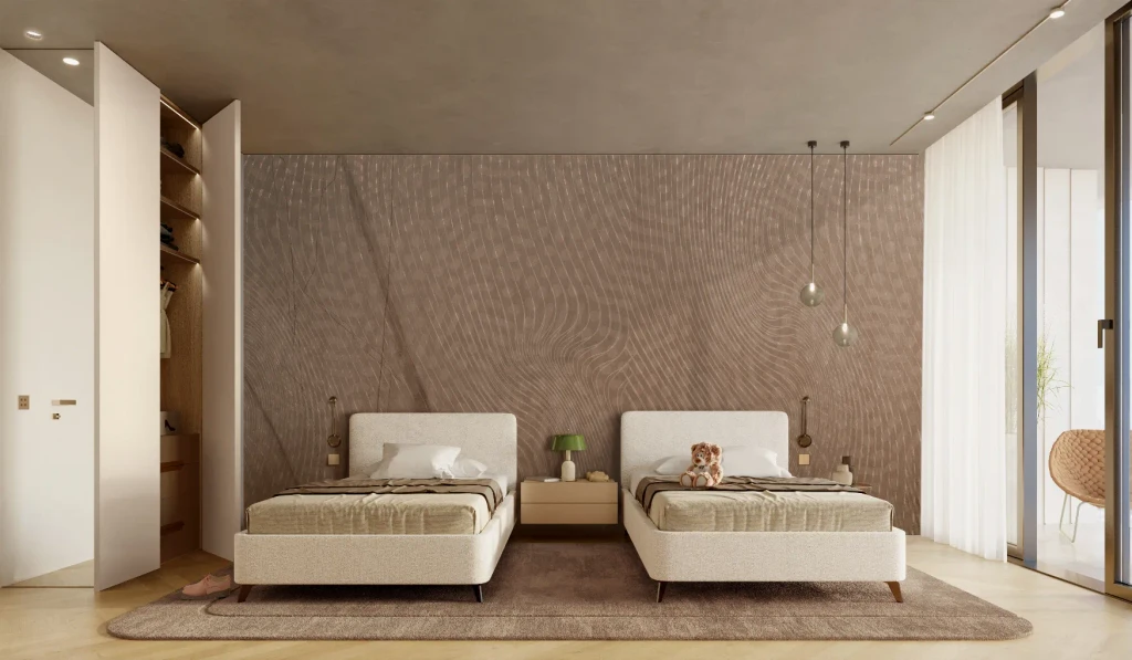 Two-bedroom apartment in Iconic Residences, featuring the arrangement of living areas and bedrooms.