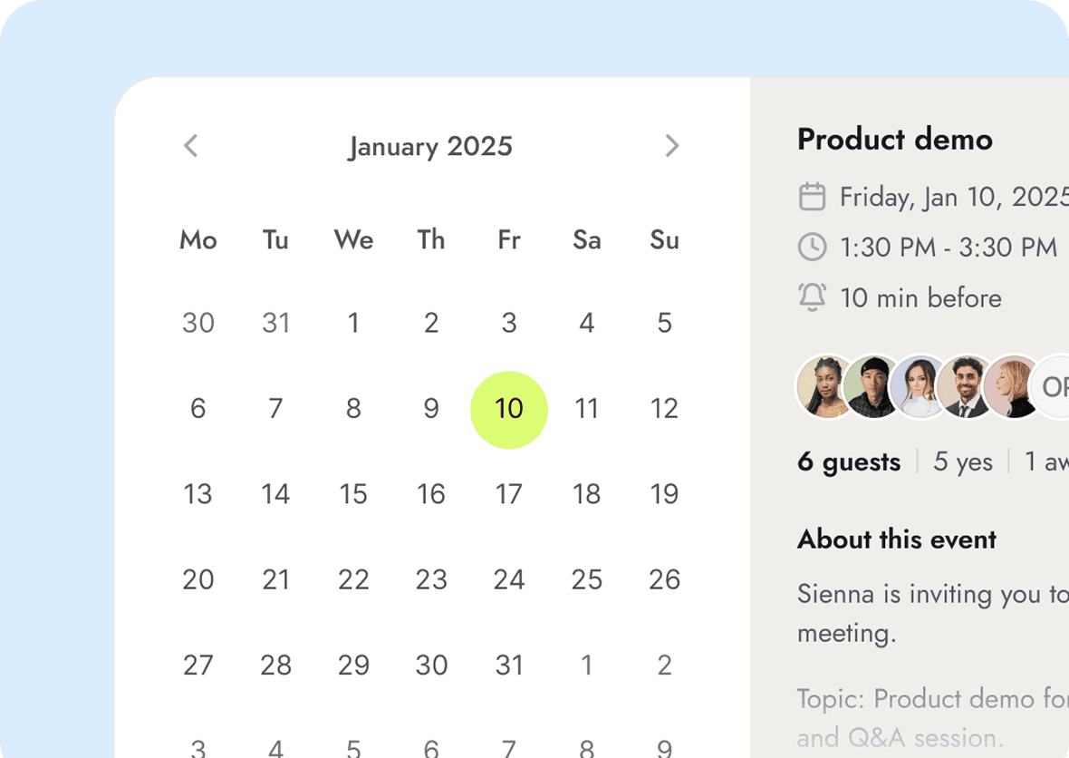 Calendar interface
