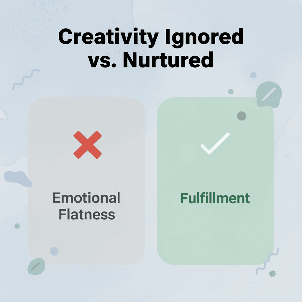 Before and after infographic showing emotional flatness versus fulfillment