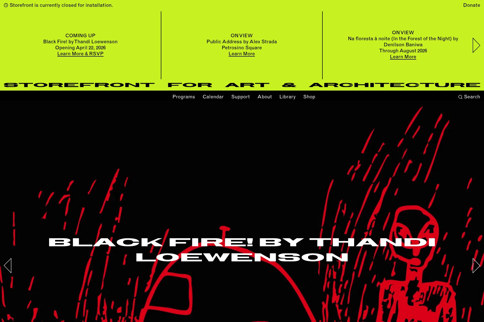 Screenshot of Storefront for Art and Architecture website