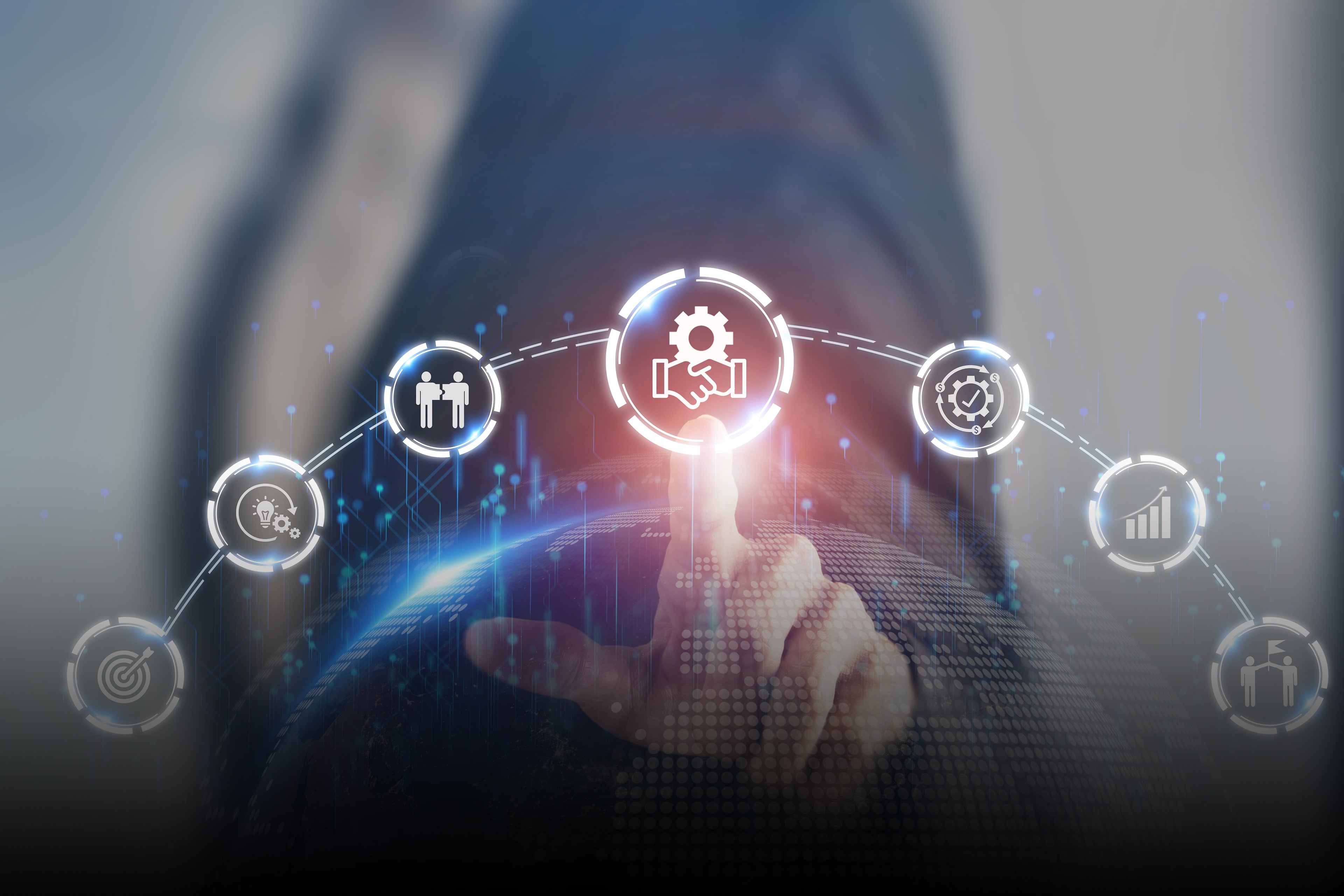 A man tapping his finger on AI model