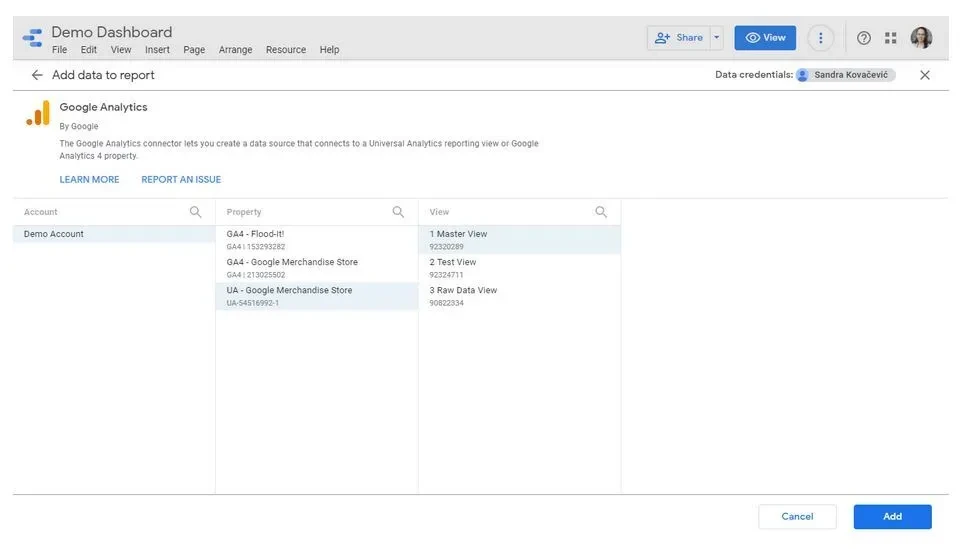 Google Analytics to Report