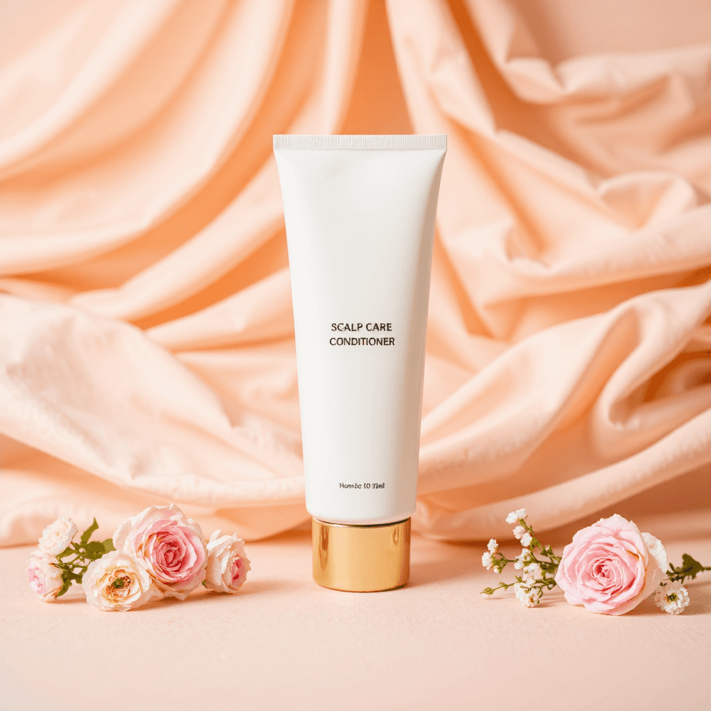 product photography of a tube of scalp care conditioner for hair health