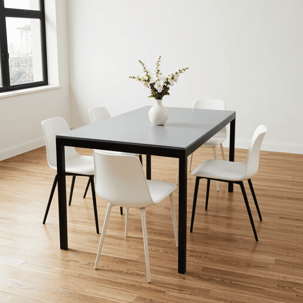 product photography of a dining table with four chairs