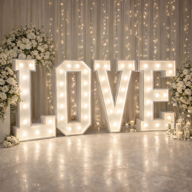 Lettres géantes lumineuses LOVE décoration salle de mariage