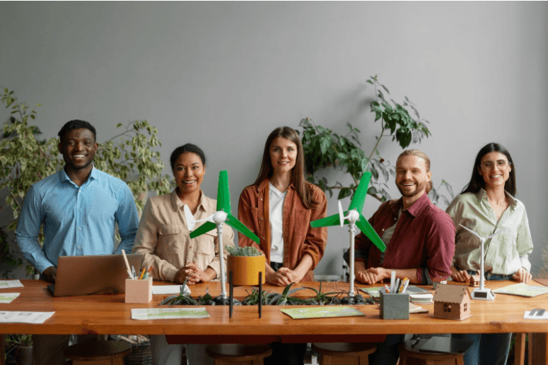 liderança sustentável discutindo agenda ESG em reunião executiva.