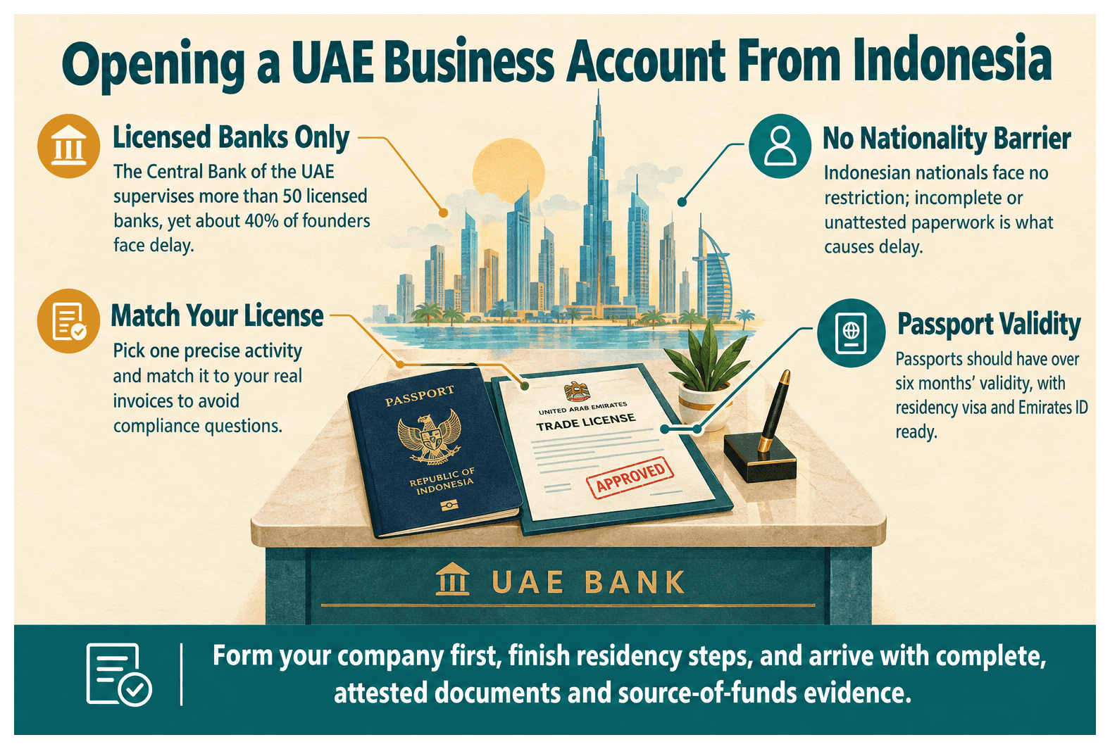 Infographic: Opening a UAE Corporate Bank Account as a Indonesian Entrepreneur