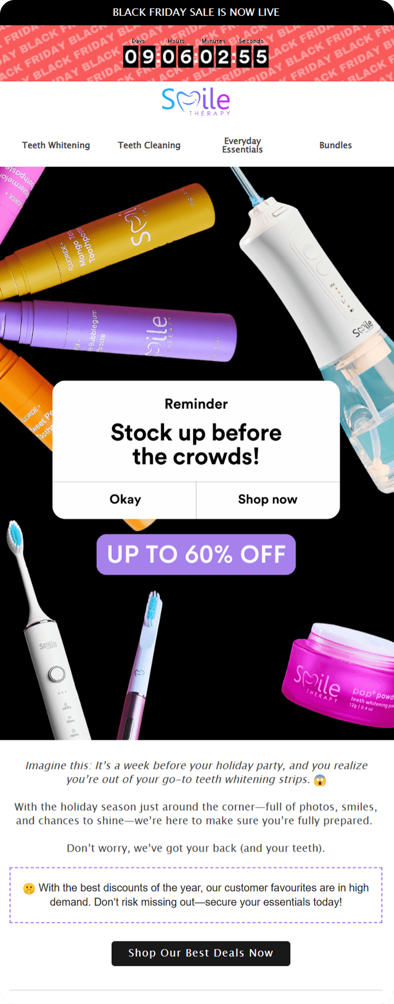 Smile Therapy email design.