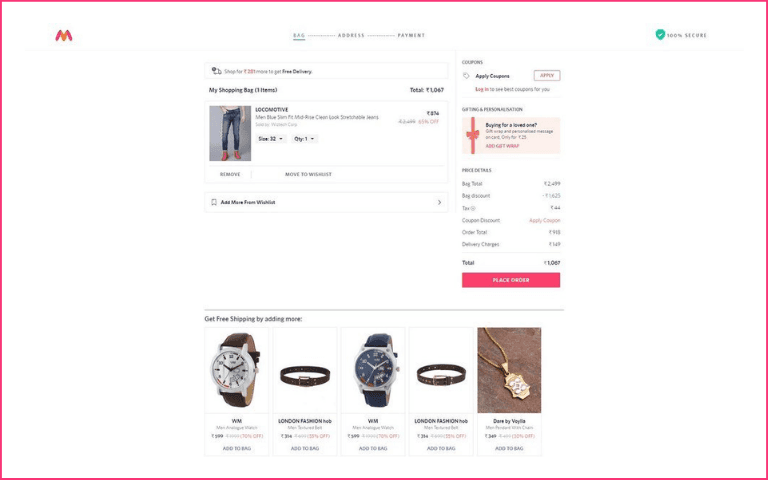 A fast loading checkout page