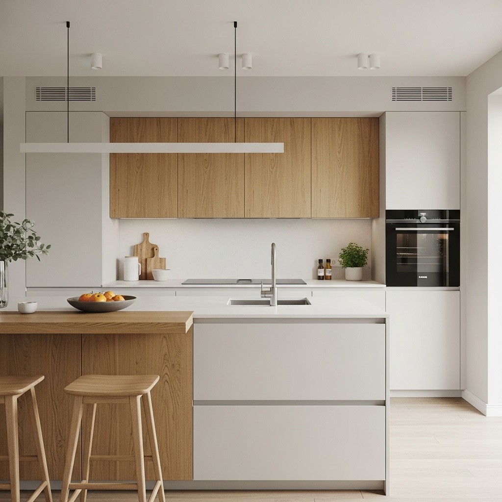 a man standing in front of a display of wooden doors