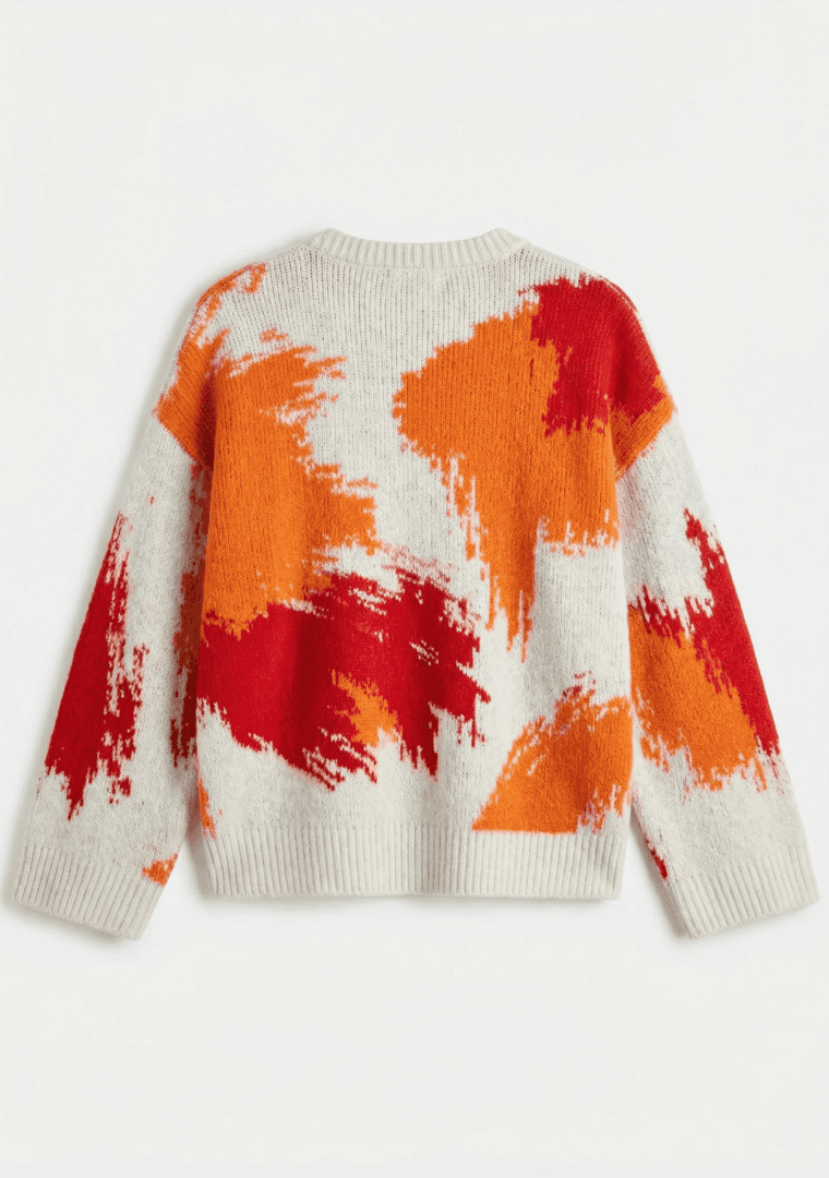 Paint Knit Sweater Orange and red