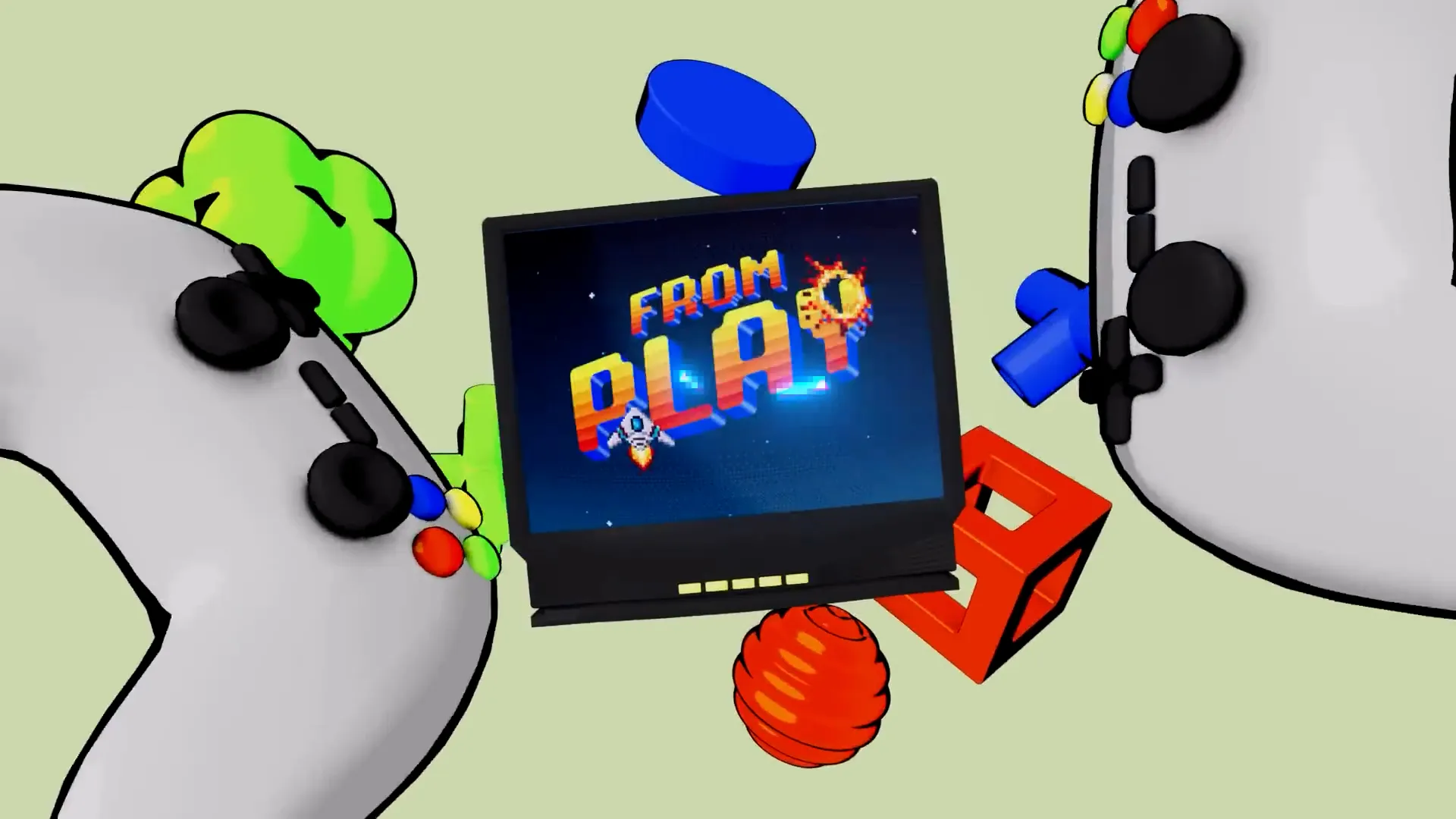 Pixel-style title screen reading ‘From Play to Pay’ with glowing retro game UI
