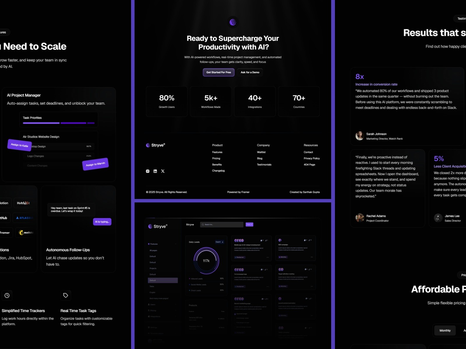 Stryve — 高级暗黑现代 AI 产品官网设计灵感