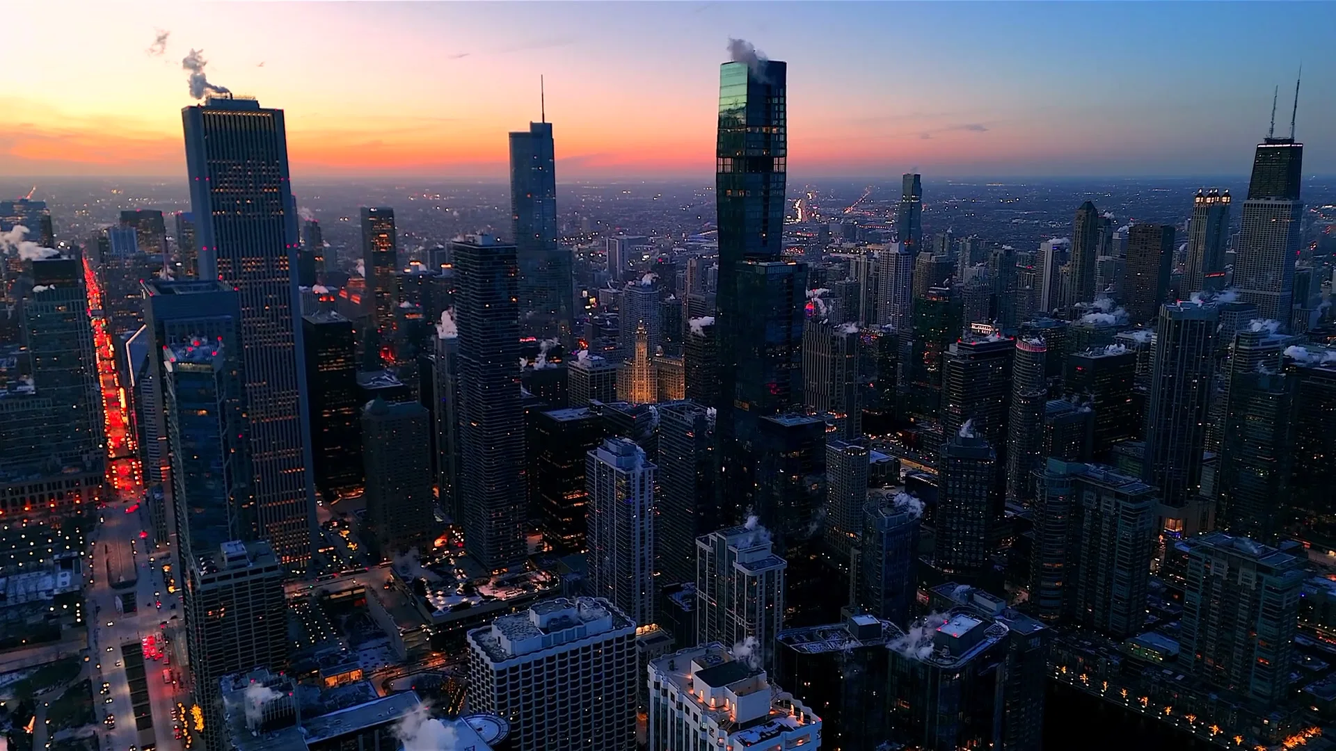 Seasonal campaign creative for Chicago, Art direction and aerial film · Chicago