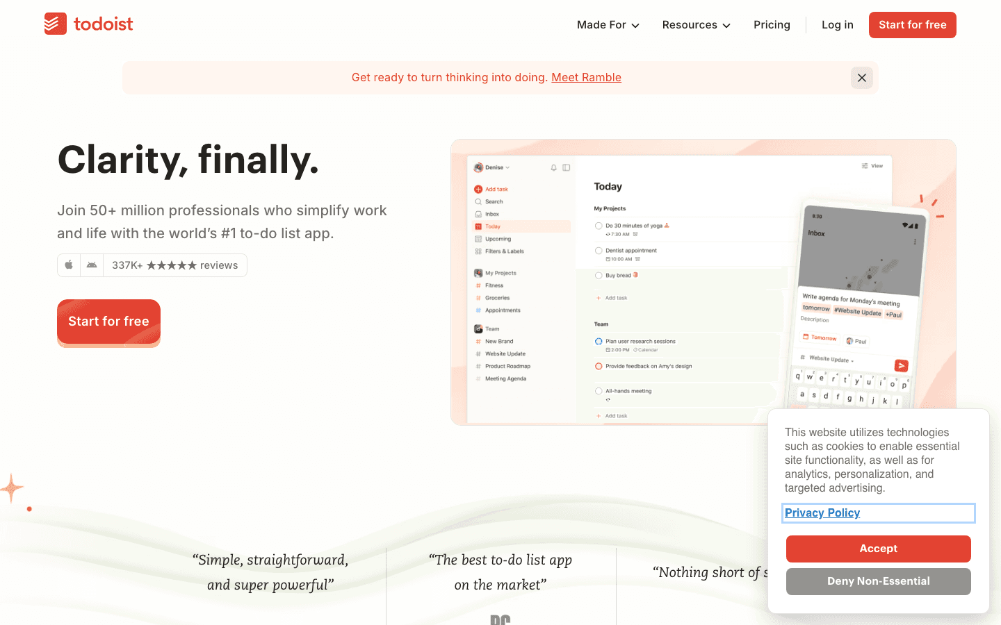Todoist website