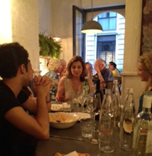 students and Lita at the restaurant