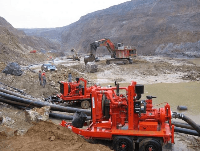 rtp composite being being deployed in a surface mine to remove water