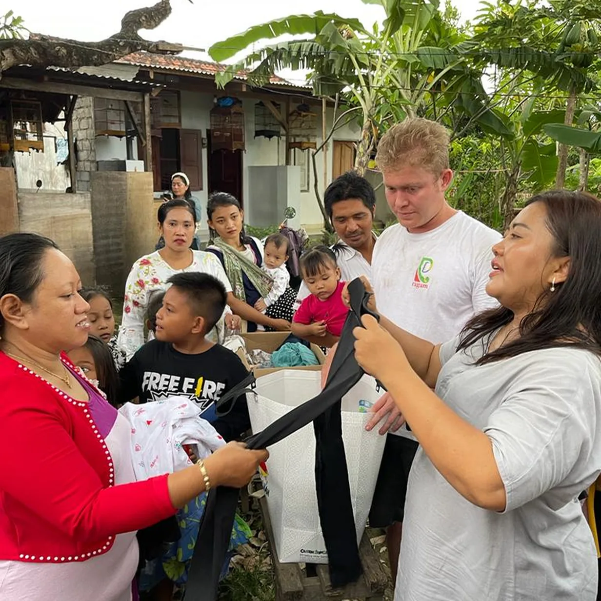 People collecting clothes for donation