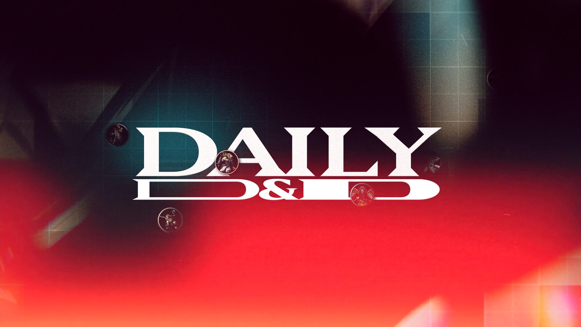 Text that reads "DAILY D&D" on a gradient background of red and dark colors.