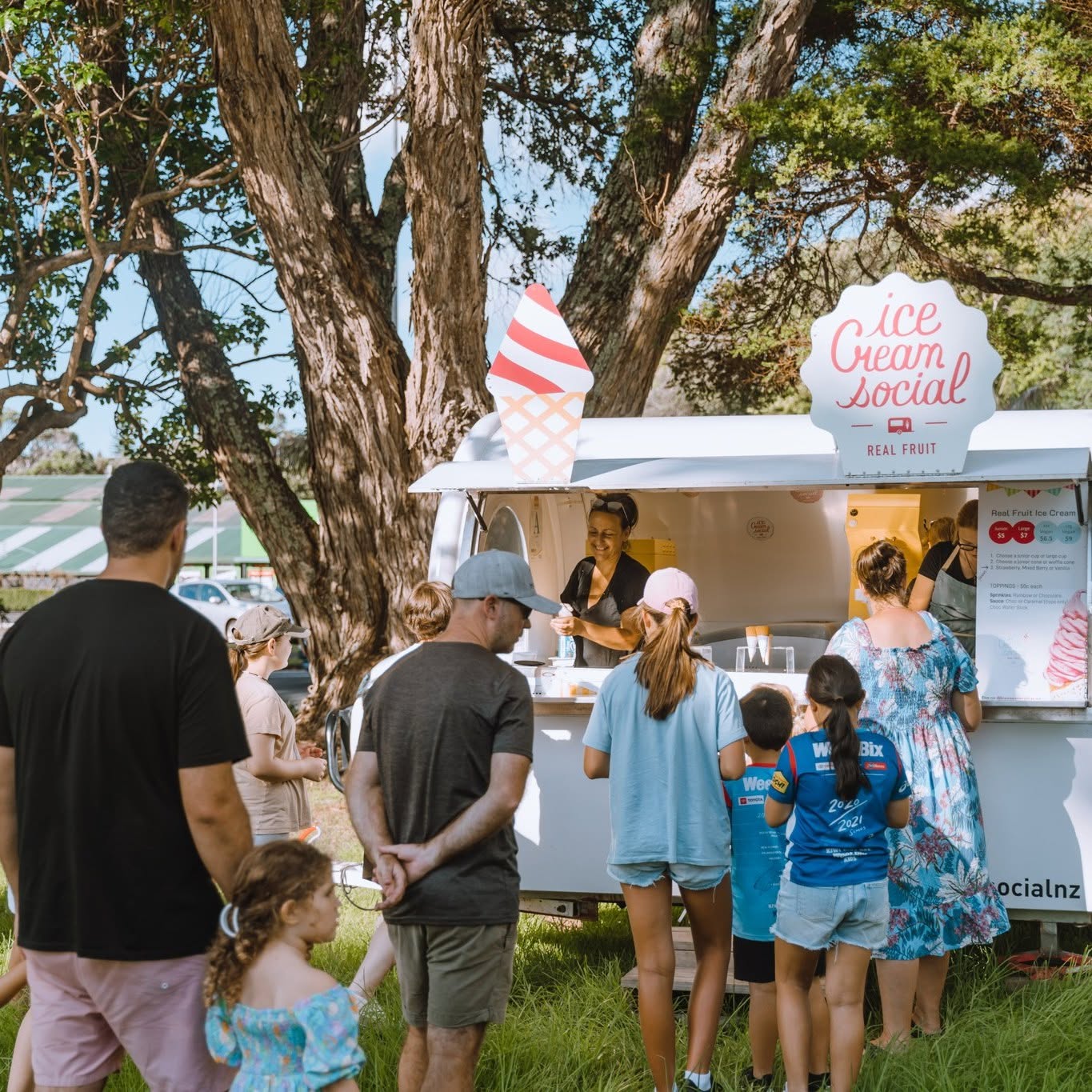 Colourful food cart at an outdoor festival